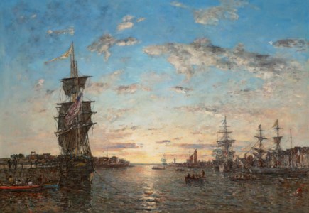 Le Havre. L'avant-port au soleil couchant