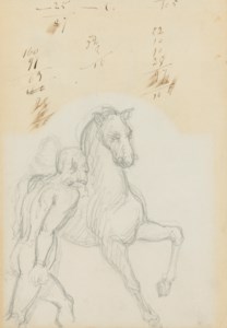 Homme et cheval (recto); Étude pour La Tentation de saint Antoine (verso)