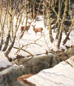 Deer in a Snowy Landscape