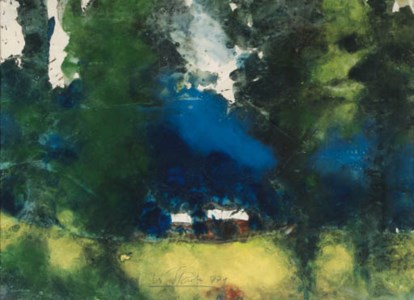 A landscape with a deep-blue sky