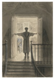 '...here I opened wide the door; Darkness there and nothing more...': a n illustration for Edgar Allan Poe: 'The Raven'