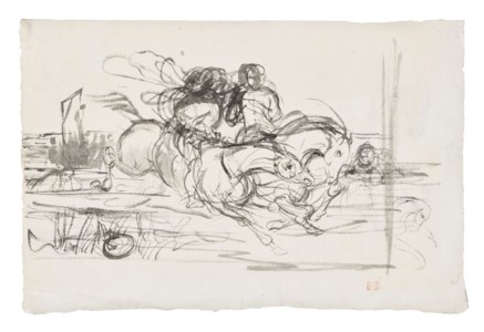 Faust et Mephisto dans la nuit du Sabbat ( recto ); Studies of horses ( verso )
