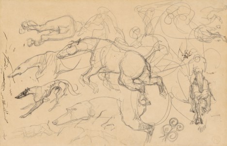 Chevaux et chiens lévriers