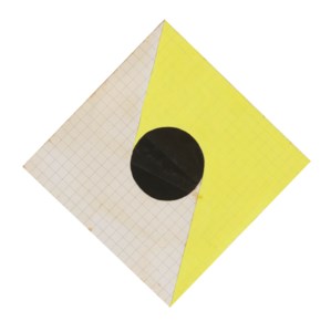 Composição amarela com círculo preto