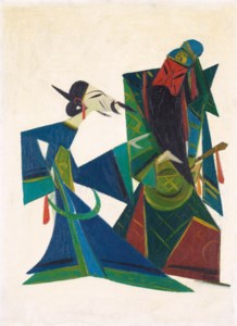Lin Fengmian 林風眠, Opera Series: Guan Yu releases Cao Cao at Huarong Trail