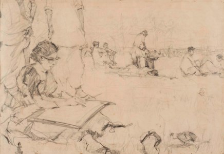 Untitled (Katayun Sketching Outdoors)