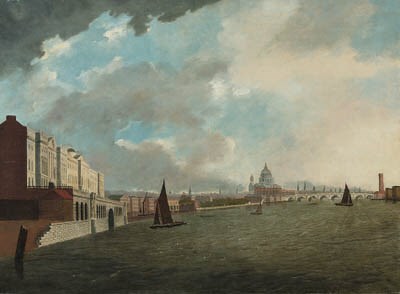 The river Thames with Somerset House, the Temple and St. Paul's Cathedral
