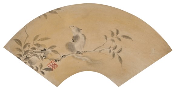 Squirrel on a Fruiting Branch