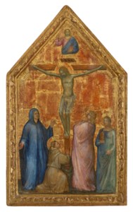 The Crucifixion, with Saint Anthony Abbot in the desert on the reverse