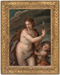 Cupid disarmed by Venus
