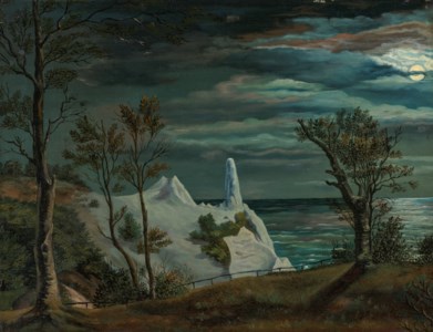 Moonlit Møns Klint with Sommerspiret (Møns Klint med Sommerspiret. Moonlight)