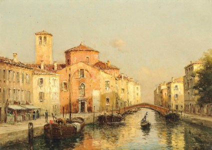 A gondolier on a Venetian canal