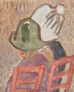 Enfants assis aux chapeaux
