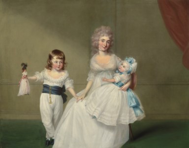 Portrait of Mrs James Peter Fector of Dover, with her son Peter (b. 1787) and daughter Mary Frances (b. 1791), full-length