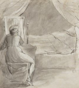 The Bed of Death ( recto ); and A subsidiary sketch of a figure in a doorway ( verso )