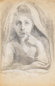 Martha Hesse as Silence (recto); Study of two figures (verso)