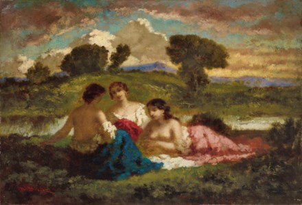 Baigneuses après le bain, coucher de soleil