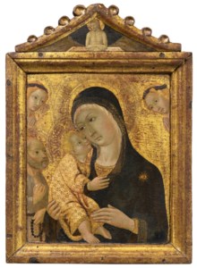 The Madonna and Child with Saint Jerome and two angels, with Christ at the tomb above