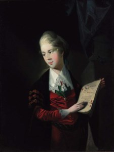 Portrait of a gentleman, small three-quarter-length, in academic robes, holding a document, standing by a draped plinth; and Portrait of a lady, small three-quarter-length, mourning the death of Tancred