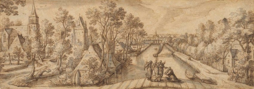 View of Delfgauw, with Abraham and the Three Angels