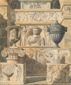 Roman reliefs, busts and urns: design for a frontispiece
