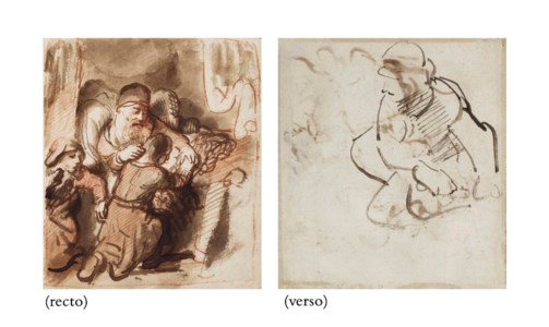 Isaac blessing Jacob ( recto ); Study for the figure of Abraham in the Sacrifice of Isaac ( verso )