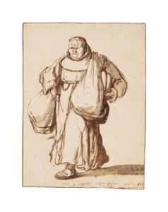 A friar carrying saddlebags