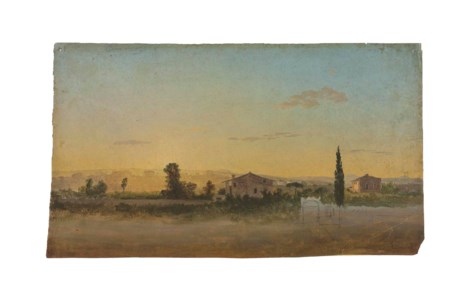 An extensive landscape with houses seen from the Porta Pia, Rome