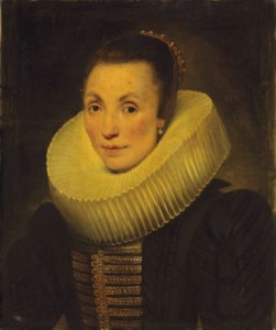 Portrait of a lady, half-length, in a black dress with gold embroidery and a ruff