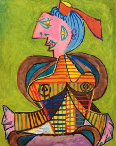 Pablo Picasso, Femme à la coiffe d'Arlésienne sur fond vert (Lee Miller)