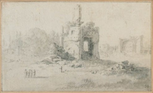 Figures near Roman ruins