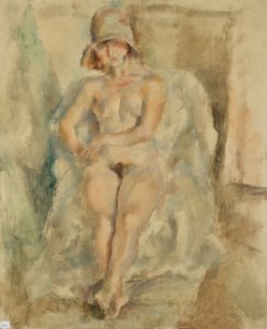 Modèle nu au chapeau