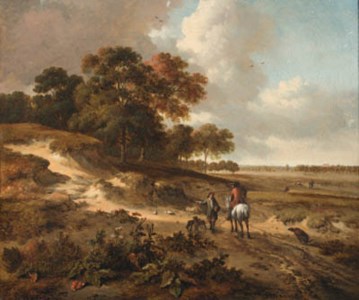 Sportsmen on a path in the dunes