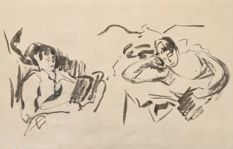 Études de Nel lisant ( recto ); Jeune fille couchée ( verso )