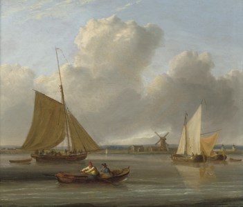 The ferry crossing; and A crowded cutter and fishing barges on the estuary (illustrated)