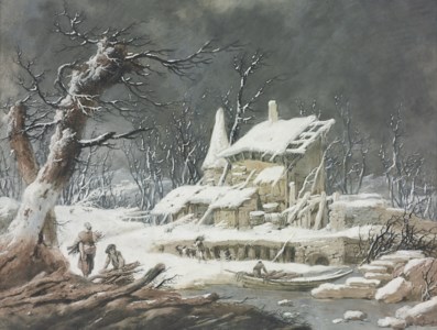 Faggot gatherers in a snowy landscape