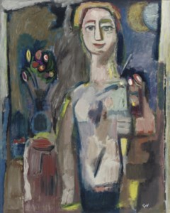 Woman with flowers