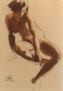 Sitzende Frau