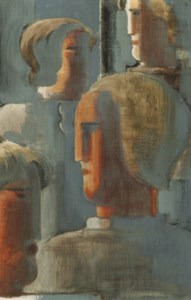 Oskar Schlemmer, Vier Kpfegruppe Graublau, Folkwang-Studie III