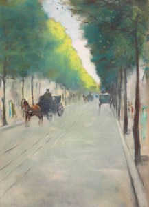 Strasse im Tiergarten mit Equipagen, Berlin