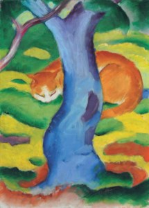 Franz Marc, Kinderbild (Katze hinter einem Baum)