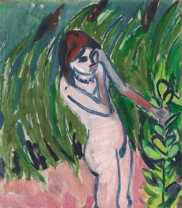 Nacktes Mädchen im Schilf (Fränzi) (recto); Frau und Mädchen nackt im Schnee (verso)