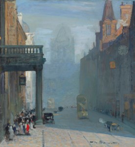 A view up Park Row towards St Anne's Cathedral, Leeds