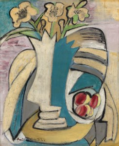 Váza s kyticí a broskve (Vase of flowers and peaches)