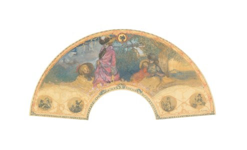 Design for a fan: La Femme en rouge