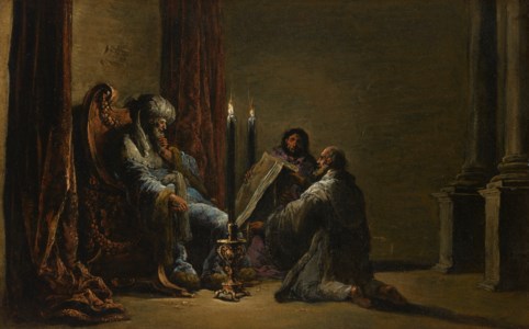 The Scribe Shaphan reading the book of the law to King Josiah