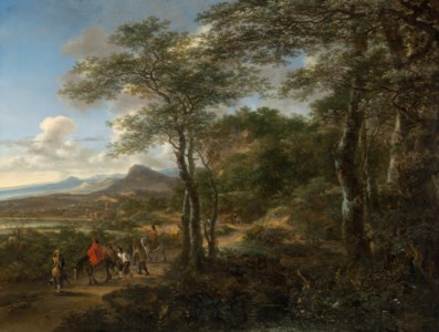 An Italianate landscape with bandits leading prisoners