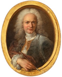 Portrait of a man in a painted frame
