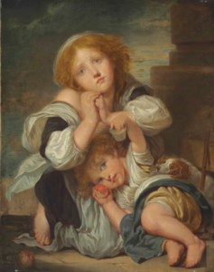 Two children and a dog