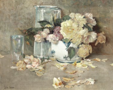 Still Life of Roses, Glass Pitcher and Bowl